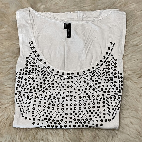 Maurices White Tee Swing Tank Metallic Embellished Top - Picture 6 of 6